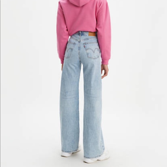 ribcage wide leg jeans blue